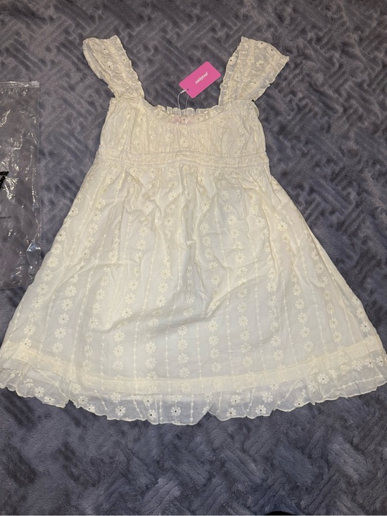 Edikted Dresses & Skirts - Edikted Pastel Yellow Eyelet Babydoll Dress with Ruffle Sleeves